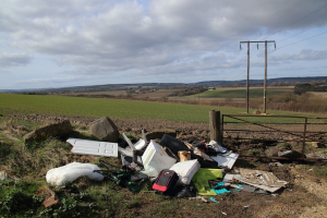 fly tipped waste in the countryside